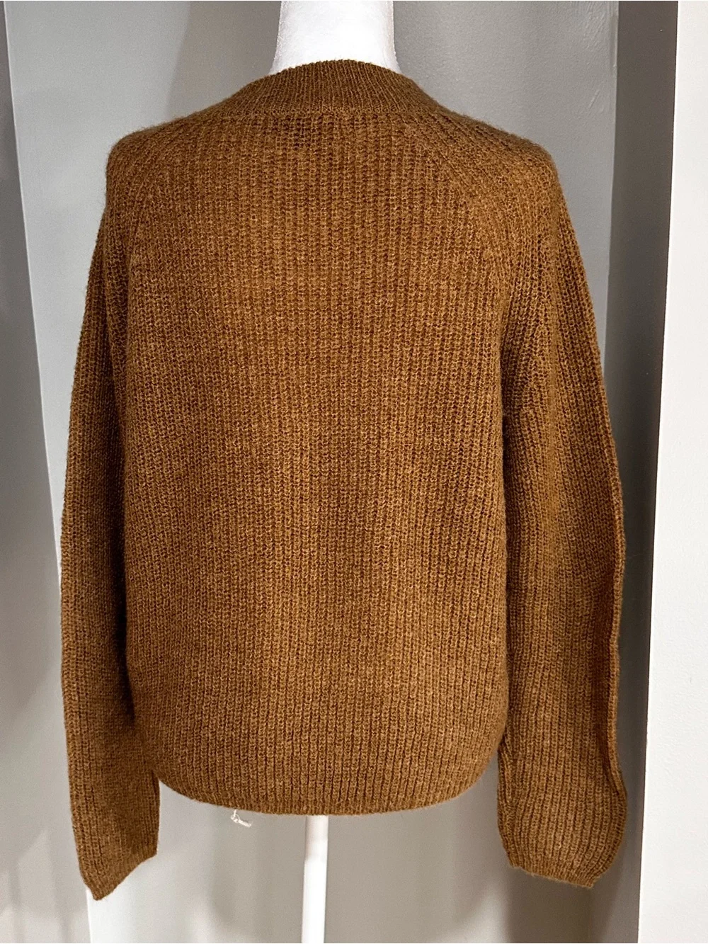 J. Crew Camel Brown Crewneck Sweater with Black Appliqué